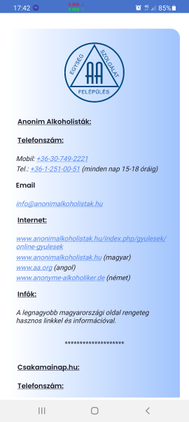Anonim alkoholisták hasznos linkek